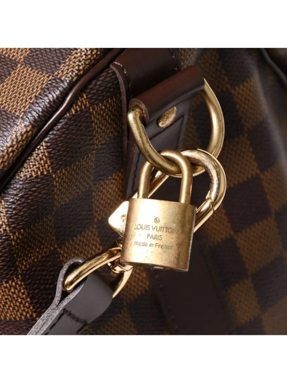 Louis Vuitton Keepall Bandouliere 55 Boston Bag Damier Ebene Brown Gold